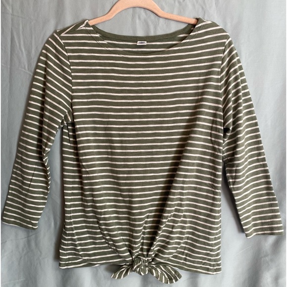 Old Navy Tops - Old Navy Women’s Green Striped Tie Front Shirt